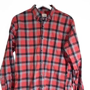 J. Crew Red & Gray Plaid Shirt, Size M, Like New